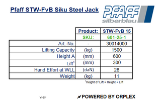 Pfaff STW-FvB 1500kg Siku Steel Jack