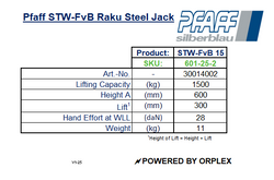 Pfaff STW-FvB 1500kg Raku Steel Jack