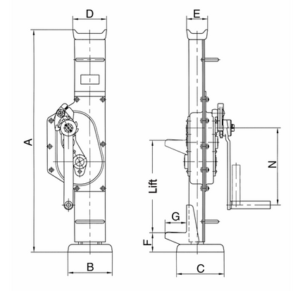 Technical Drawing of Pfaff STW-FvB Steel Jack