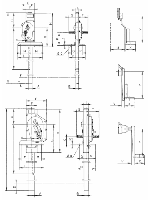 Technical Drawing of Pfaff SCH-W Sluice Gate Jacks