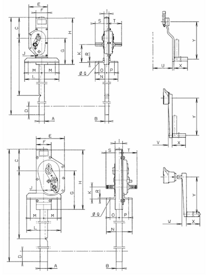 Technical Drawing of Pfaff SCH-W Sluice Gate Jacks