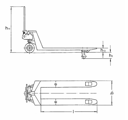 Pfaff HU 25-115 Silverline Pallet Truck with a Wider Loading Width Diagram of Dimensions