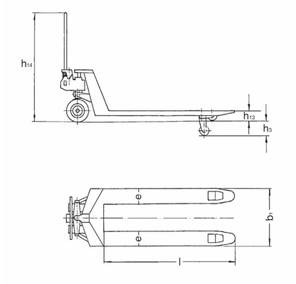 Pfaff HU 25-115 Silverline Pallet Truck Diagram showing Dimensions