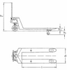 Technical Drawing with dimensions labelled of Pfaff HU 15-115 FTP Proline Hand Pallet Truck with Low Height Forks