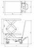 Technical Drawing of Pfaff HF-X Mobile Double Scissor Lift Platform with dimensions labelled