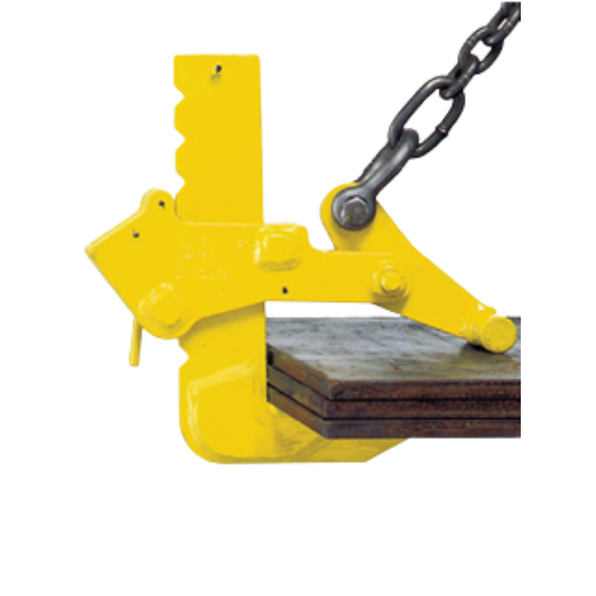 Yellow Camlok ACH Adjustable Horizontal Plate Clamp in use