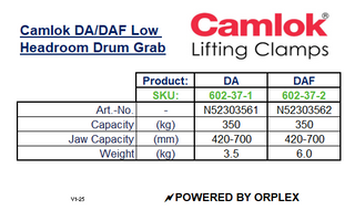 Camlok DAF Low Headroom Drum Grab – Adjustable Arms