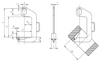 Technical drawing of Camlok TCS Turning Hook with dimensions labelled