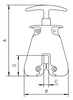 Technical drawing of Camlok HGC Hand Grip Clamp 