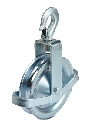  WEBI Pulley Type ETT-201 - Construction Site Pulley with Rotating Steel Hook 200 kg - Pulley Ø140mm - Max rope Ø25mm