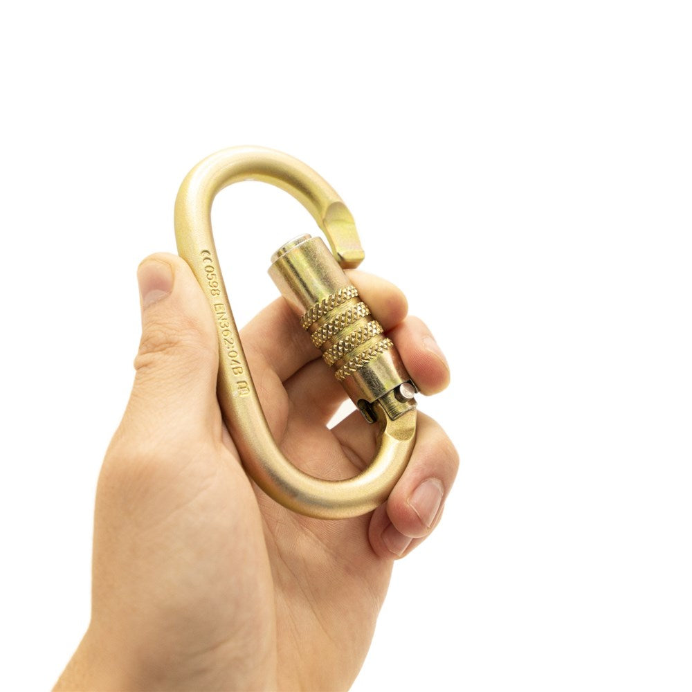 ISC Oval Keylock Twistlock Steel Karabiner - MBS 25kN - Gate 16mm - Zinc Finish from RiggingUK