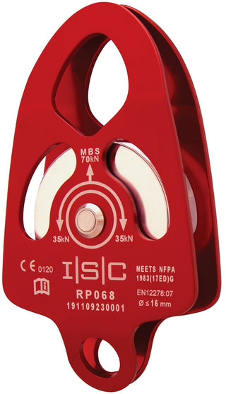  ISC Large Single Prussik Pulley with Load Becket - Aluminium - MBS 70kN - Max Rope Dia 16mm Roller Bearing