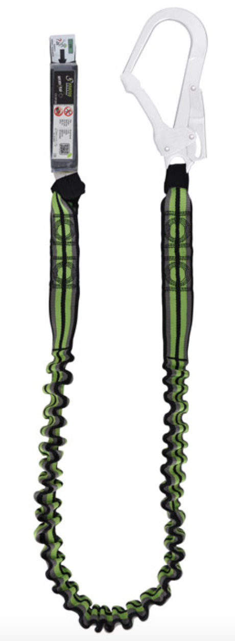 1.8m Gravity Shock Absorbing Expandable Webbing Lanyard with Scaff Hook 1.8m