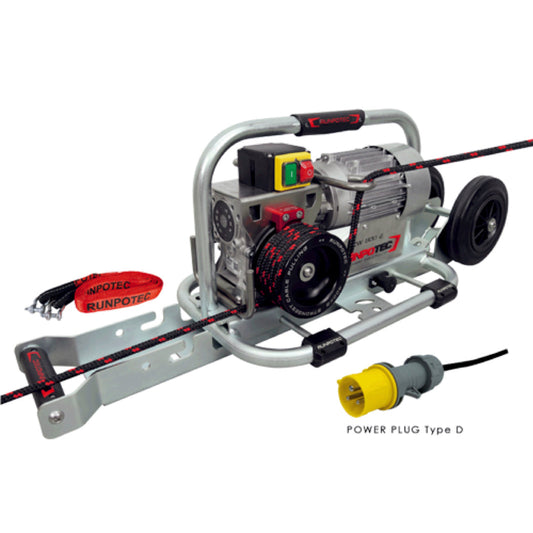 RUNPOTEC - 115V Capstan Winch CW 800 E Including Steel Trolley Mounting Rail And Strap - Max Pulling Force 800kg