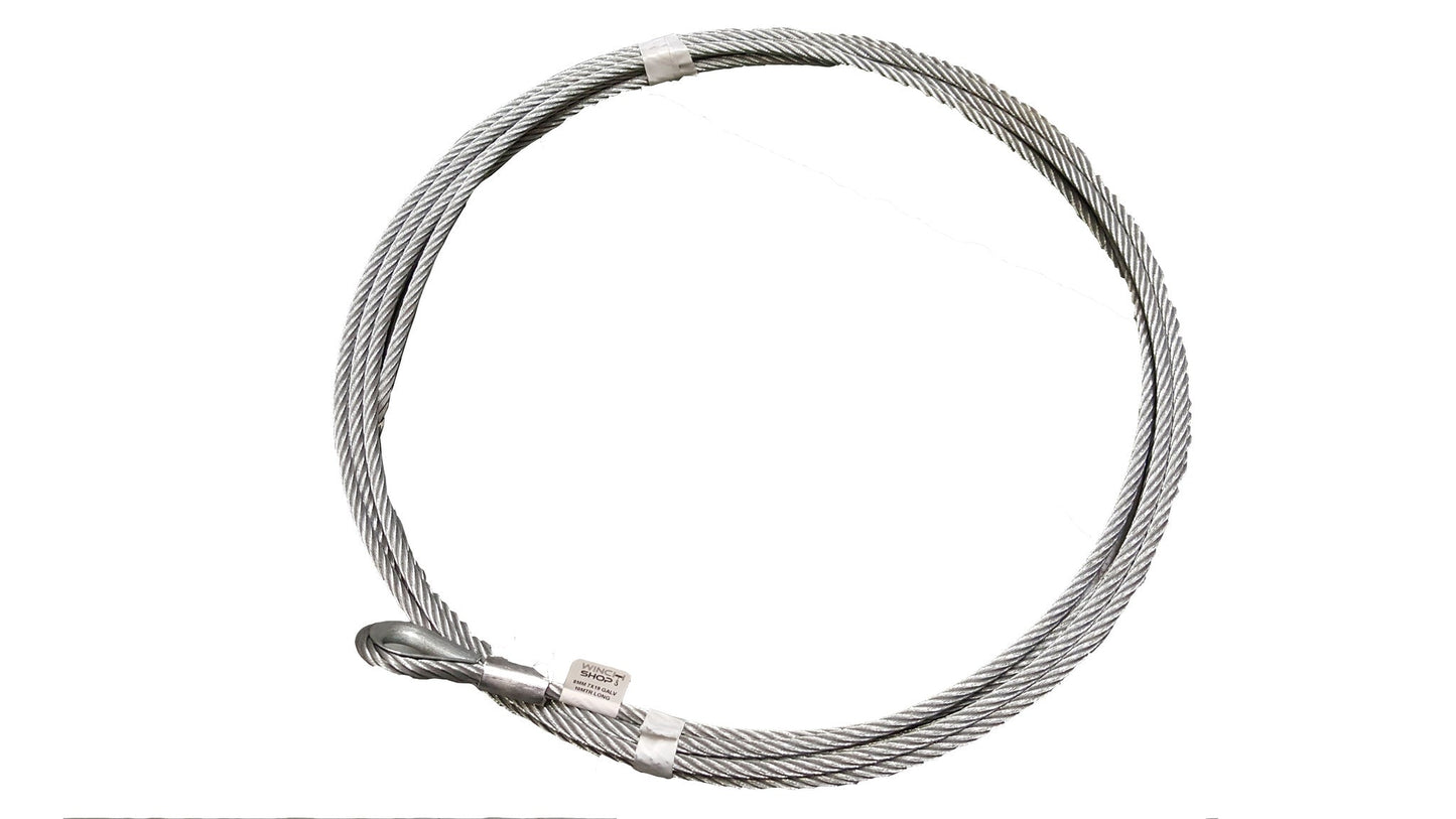 8mm 7 x 19 Galvanised Wire Rope, 10 metres long