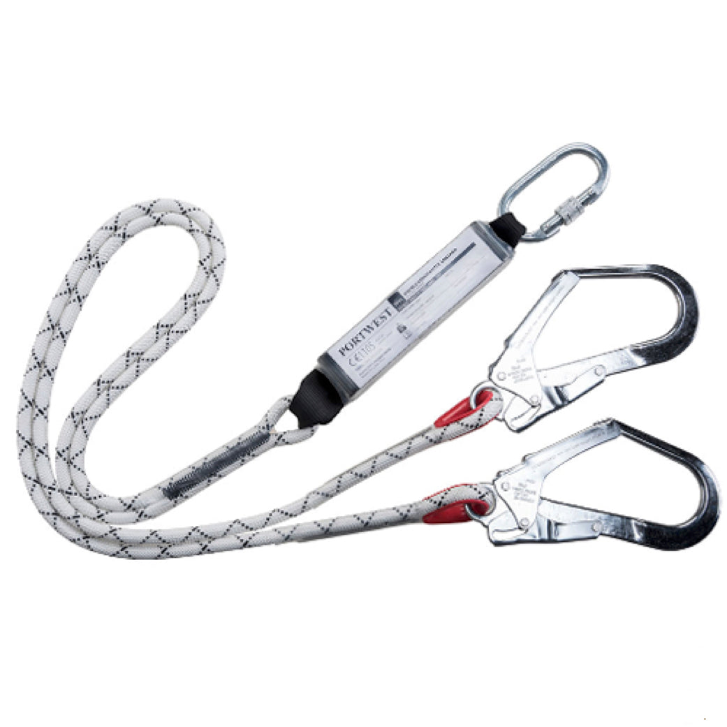 Portwest - Double Kernmantle Rope Lanyard With Shock Absorber. Length 1.8m