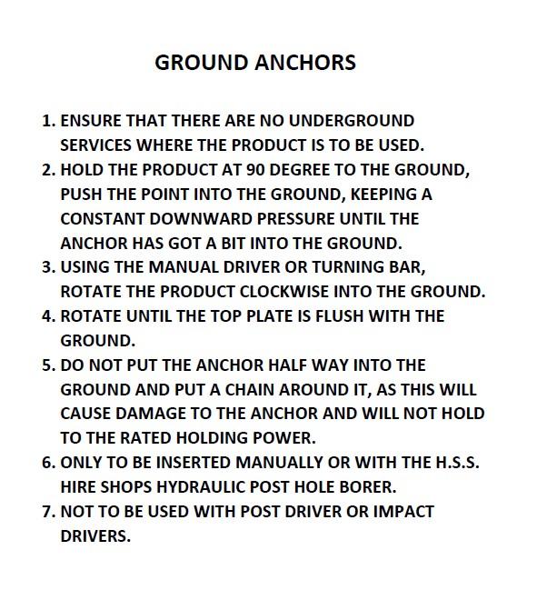 Instructions for using Heavy duty Green Powder coated Ground Anchors by Riggfix