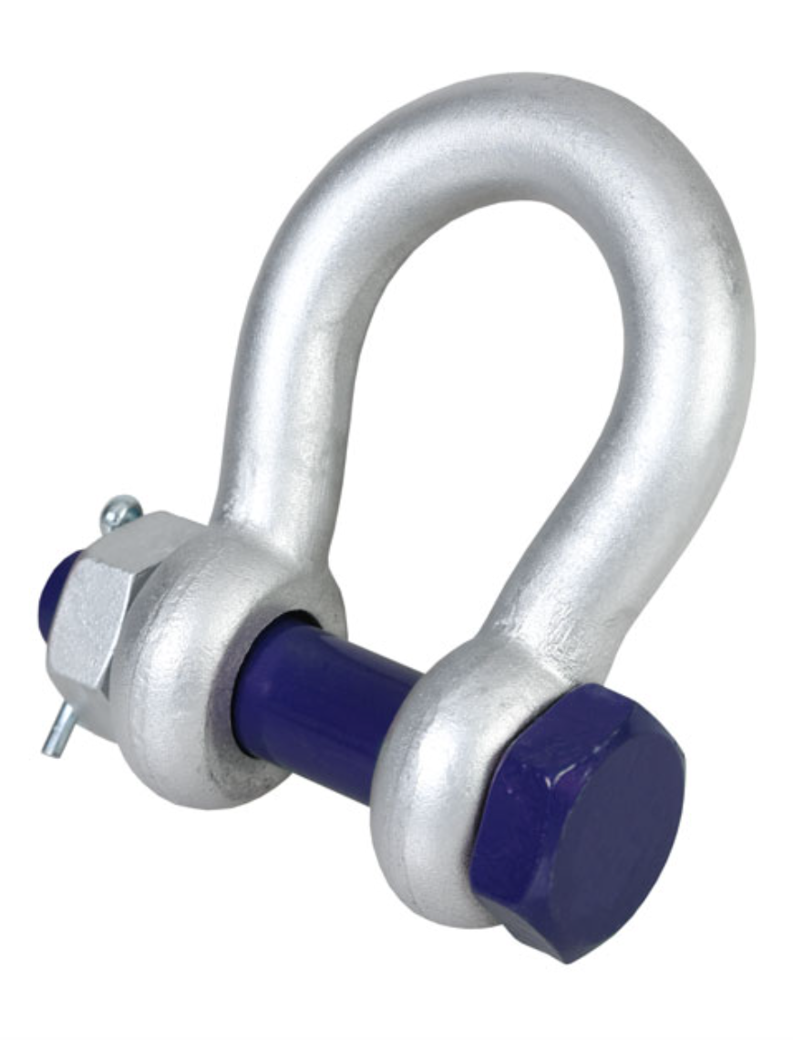 Blue Pin Grade 6 Bow Shackle with Safety Nut and Bolt Pin from RiggingUK