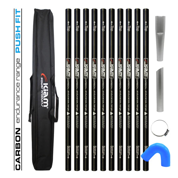 Clamped Carbon Fibre Gutter Vacuum Pole Kit (51mm Diameter) 20ft-40ft Kits