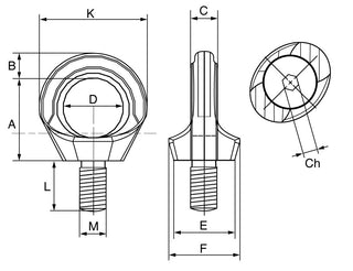 Cartec Grade 6 Stainless Steel AISI 316L Rotating Eyebolt