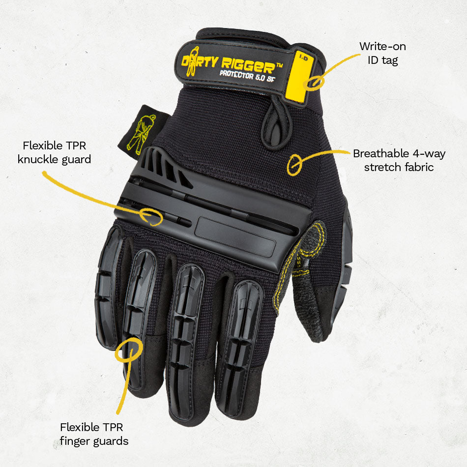 Dirty Rigger Protector 5.0 SF Heavy Duty Gloves (Full Fingered) from RiggingUK