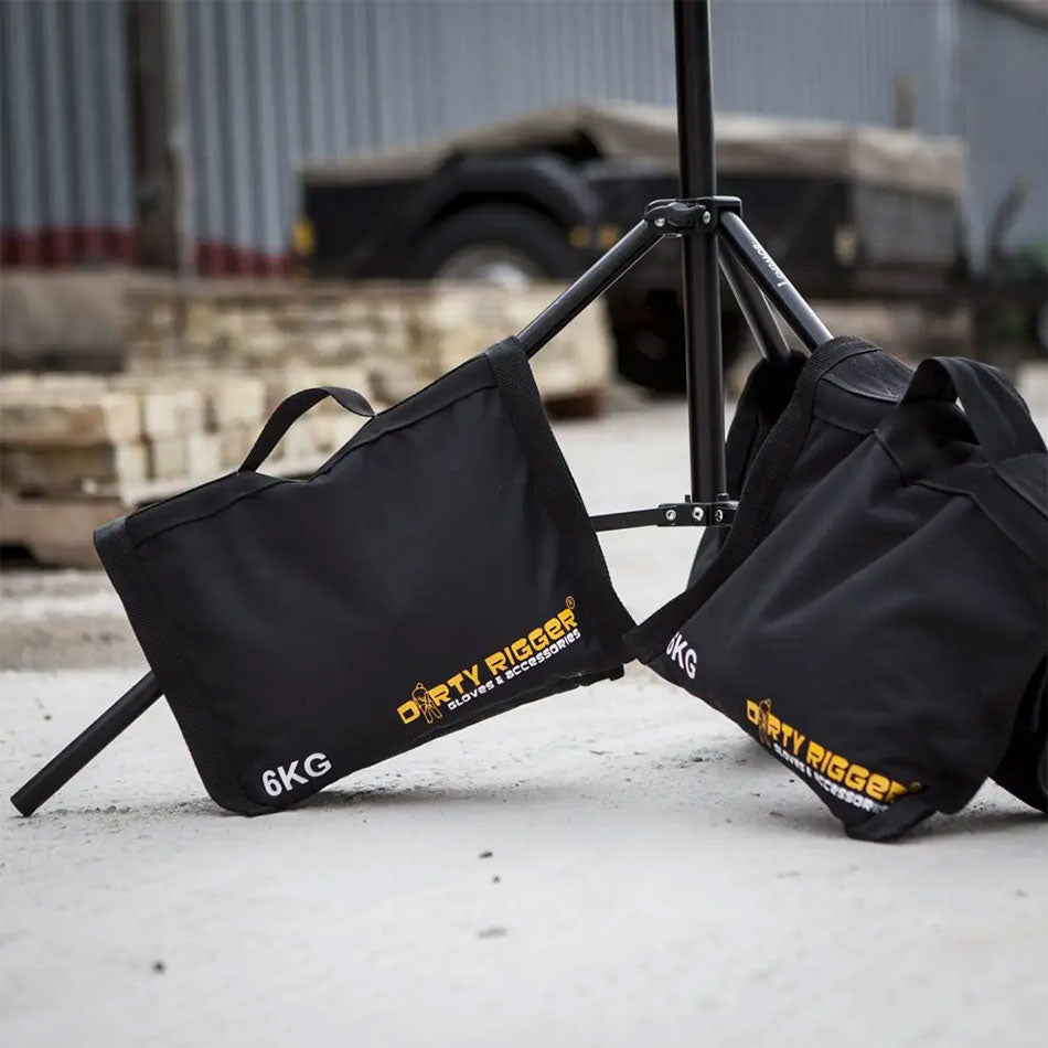 Dirty Rigger Shot Bag (WITH SHOT) 6kg / 13.2lbs In Use on Tripod Legs - from RiggingUK