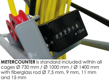 Metre Counter for RUNPOTEC GF11 Yellow Fiberglass Rod Ø11mm x 300m with Steel Reel