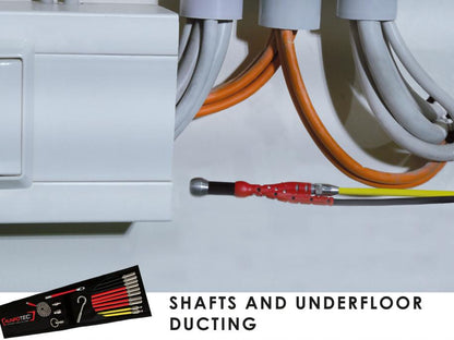 Red and Black RUNPOTEC - RUNPOCAM RC 2 Multi-function camera in use to inspect shafts and underfloor ducting