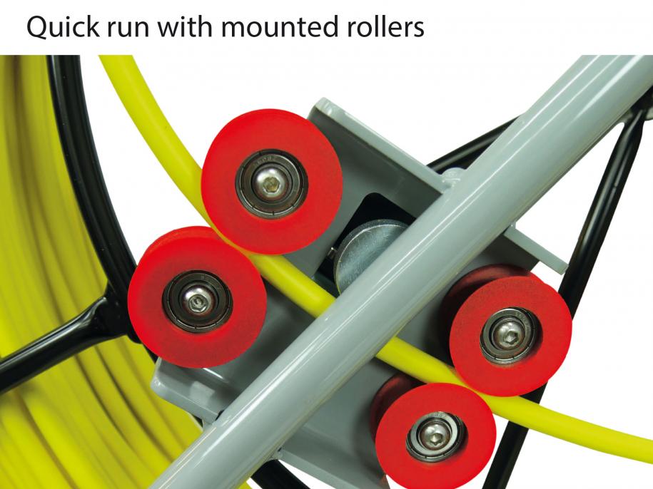 Quick run mounted rollers for RUNPOTEC GF11 Yellow Fiberglass Rod Ø11mm x 300m with Steel Reel
