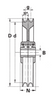Technical Drawing of WEBI Galvanised Cast Iron Double Groove Pulley, Type ETT-74D 