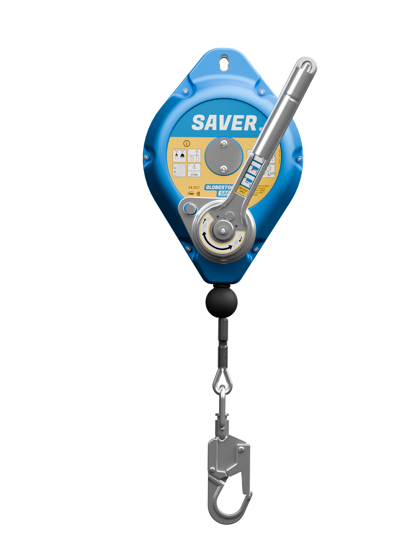 GLOBESTOCK - SAVER SRL-R - Length 14m - Galvanised Steel Rope - front view