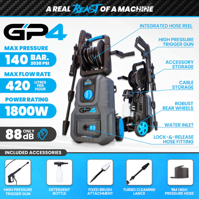 Gorilla Power GP4 - Domestic Pressure Washer - 140 Bar Max Pressure