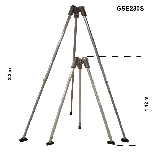 Globestock SENTRY Tripod 230 - Standard Model - Main Dimensions from RiggingUK