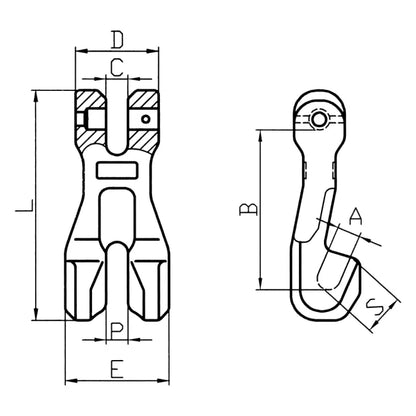 Grade 80 Clevis Shortening Clutch - Yellow Finish Main Dimensions - from RiggingUK