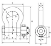 Green Pin Grade 6 Bow Shackle with Fixed Nut Safety Pin Main Dimensions