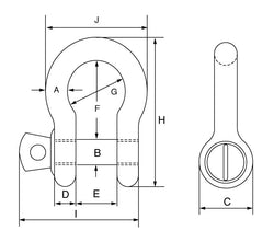 Green Pin Grade 6 Bow Shackles with Screw Collar Pin