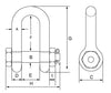 Green Pin Safety Dee Shackles with Bolt and Safety Nut Main Dimensions Model GPSAD from RiggingUK