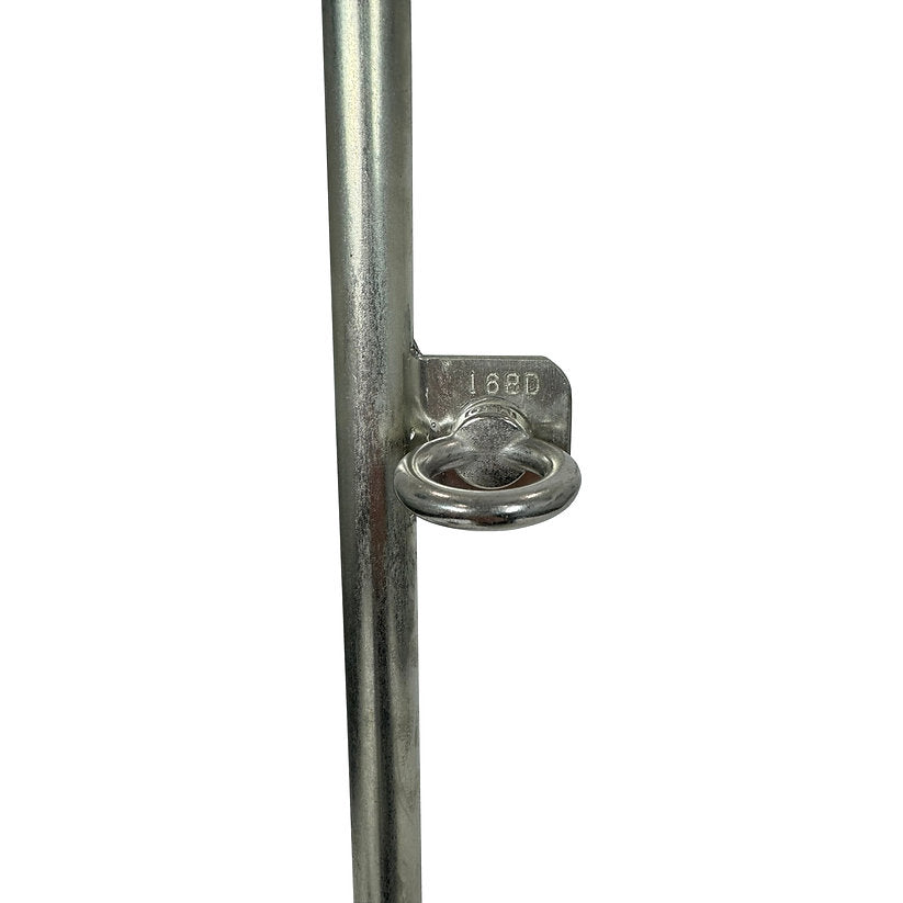 Close up of eyebolt and end of rod