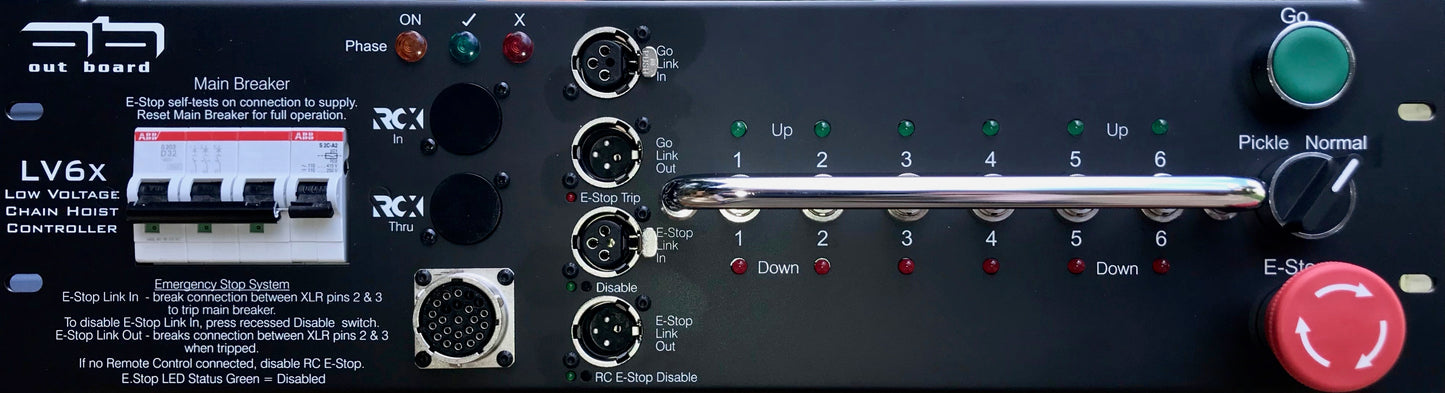 Out Board LV6x Low Voltage 6 Way Chain Hoist Controller Front Face