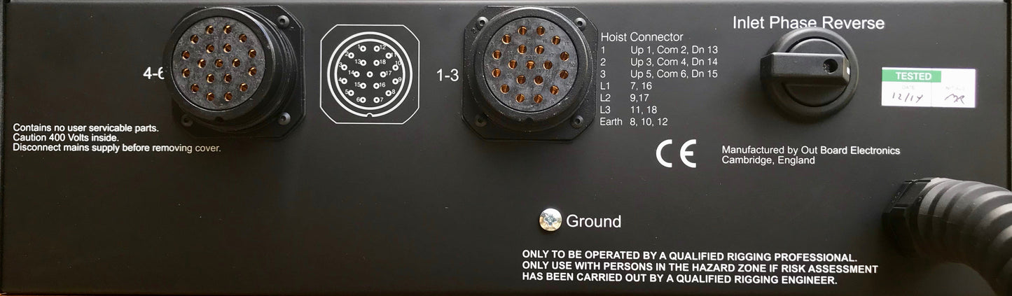 Out Board LV6x Low Voltage 6 Way Chain Hoist Controller Rear Face