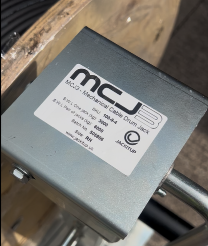 MCJ3 Mechanical Cable Reel Jack Sets - Close up of ID Label