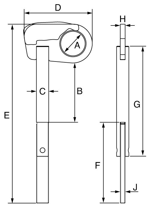 GT Electro Galvanised Quick Release Manhole Lifting Pin Diensions Diagram