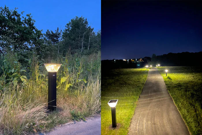 NexSun Bollard C Colour Changing Pillar Light in Black in use