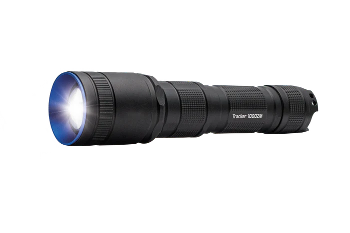 Tracker 1000 Zoom - 1000 Lumens - Adjustable Zoom Spot to Flood Beam, Rechargeable Flashlight