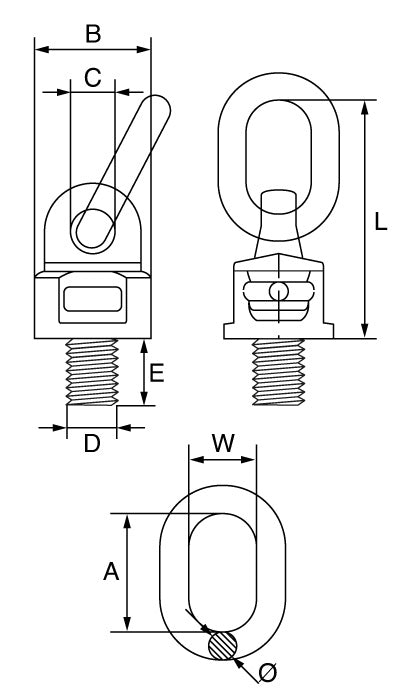 ONYX Grade 80 Black Finish Swivel Lifting Point - OXSLP