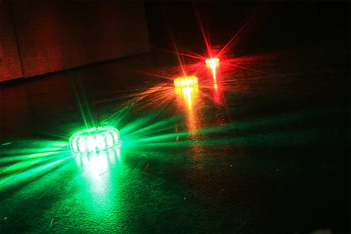 Pulsar AAA Battery Powered Hazard Warning Light - green, yellow, red in use