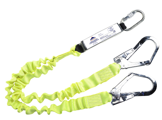 Portwest - Double Elasticated Lanyard With Shock Absorber Yellow - Length 1.8m from RiggingUK