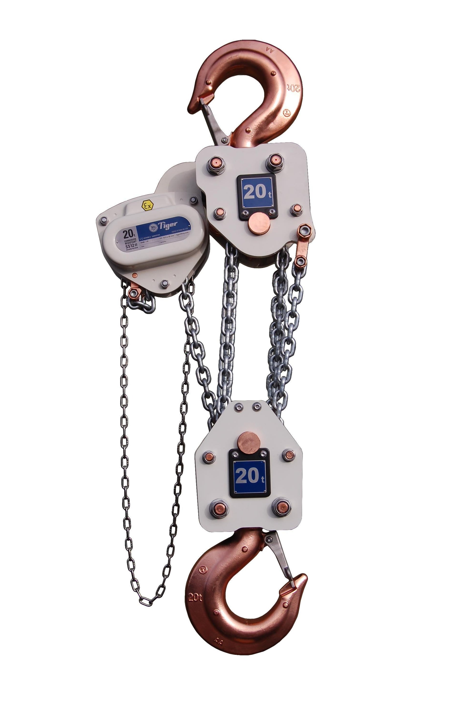 TIGER SPARK RESISTANT SS20 CHAIN BLOCK XCB, 15.0t CAPACITY Ref: 219-9 - Hoistshop