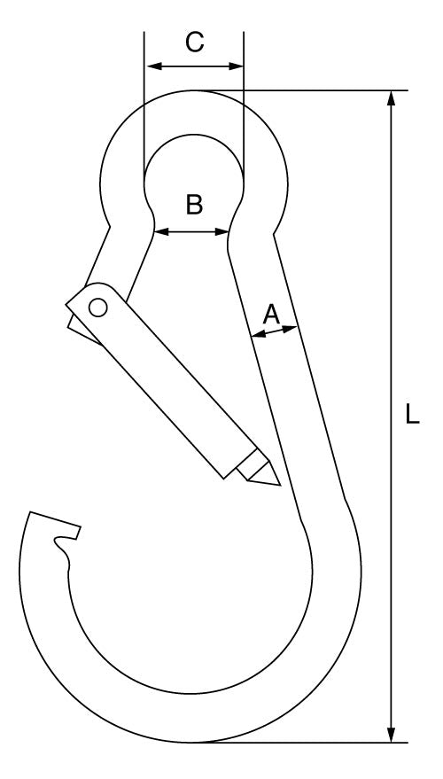 Technical Drawing for GT Stainless steel carbine hook