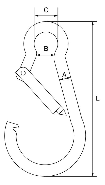 Technical Drawing for GT Stainless steel carbine hook